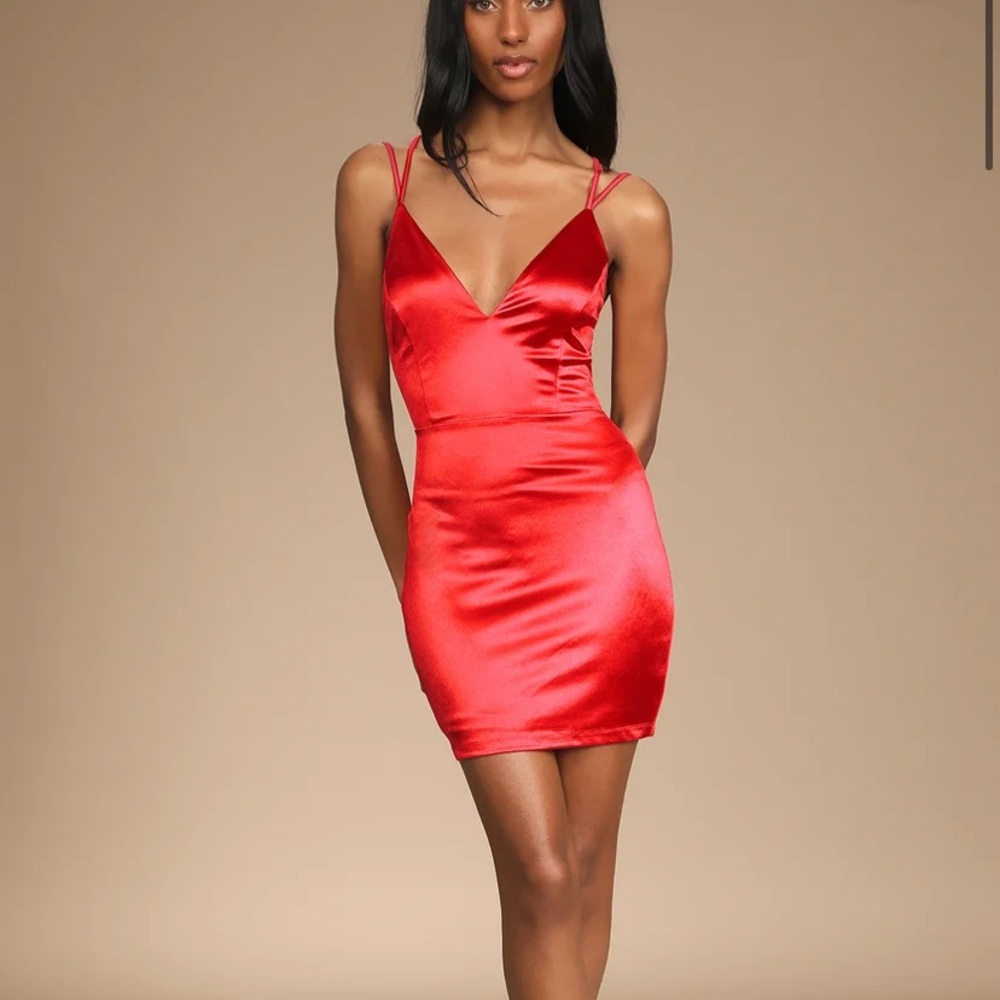 Lulus red satin bodycon dress
